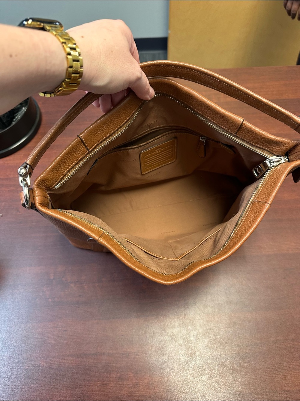 Coach Pebbled Leather Messenger Bag in Saddle Brown - Picture 2 of 6